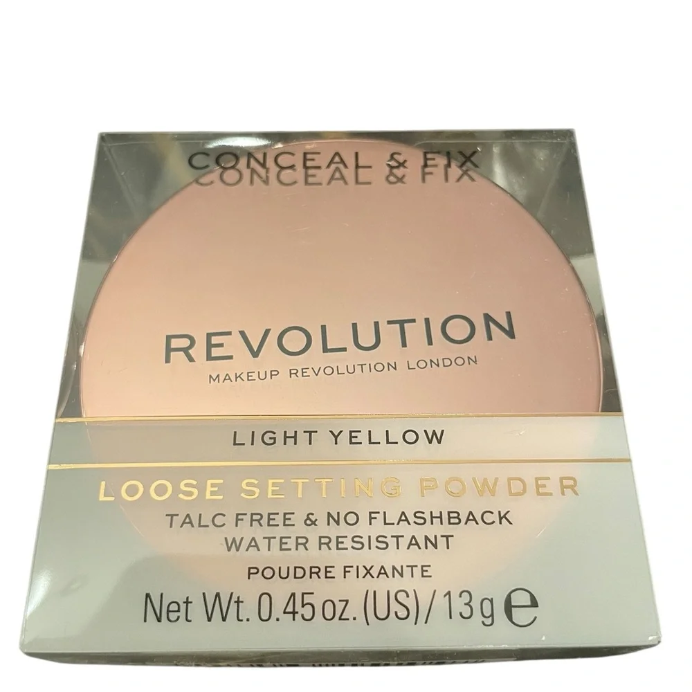 REVOLUTION Conceal & Fix Loose Setting Powder Light Yellow Water Resistant NEW